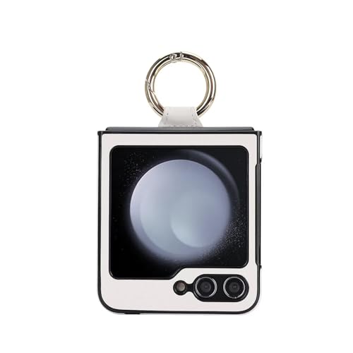 Coque Galaxy Z Flip 5 luxe en cuir souple rhomboïdal blanc antichoc