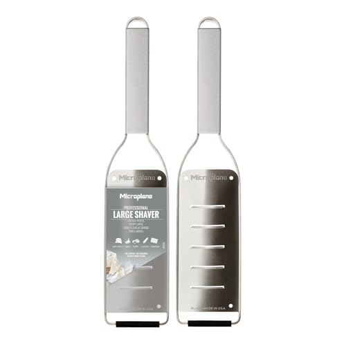 Microplane NEUE Professional Serie – Große Raspel│Elegantes Design aus Edelstahl │Perfekt für Schokolade, Hartkäse, Trüffel, Kokosnuss, Zucchini, Butter und mehr│Edelstahlklinge - Made in USA