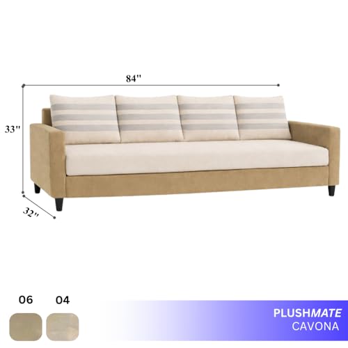 Image of Cavina Plush Comfort Sofa | 4 Seater | Luxury Velvet Suede Fabric | Modern Living Room Sofa | Cream - Beige