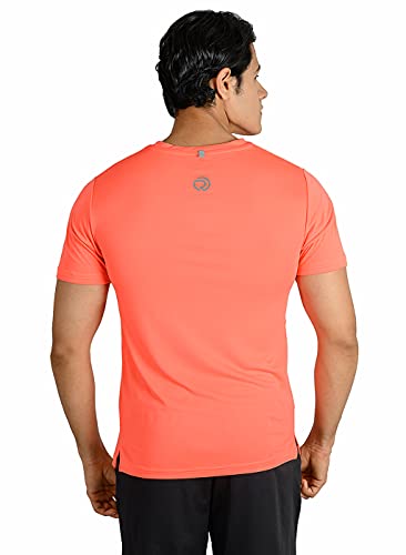 Image of TRUEREVO Mens Solid Half Sleeve Round Neck Sports T Shirt Polyester Fabric with Reflective Details for Gym Training Workout Running