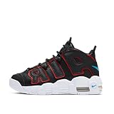Nike Air More Uptempo Running Shoe, Black Fusion Red Grey Fog Light Blue Fury, 39 EU