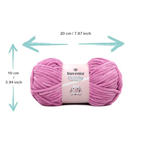 Image of Cuddly Velvet Chenille Yarn, Super Soft Fluffy Bulky for Knitting Crocheting Crafting Blanket Amigurumi, Durable for Shedding, 100 Gram (3.53 Ounces) 109 Yards (100 Meters) (Charm Pink)