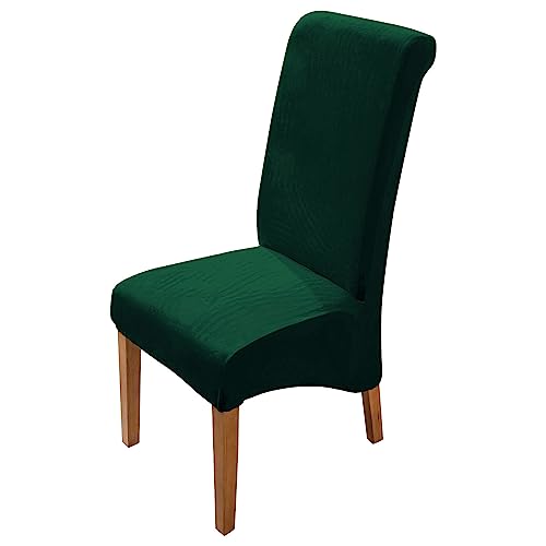 Image of HOKIPO Velvet Chair Covers for Long Back Dining Chair, Set of 1, Hunter Green (AR-4760-HGR)