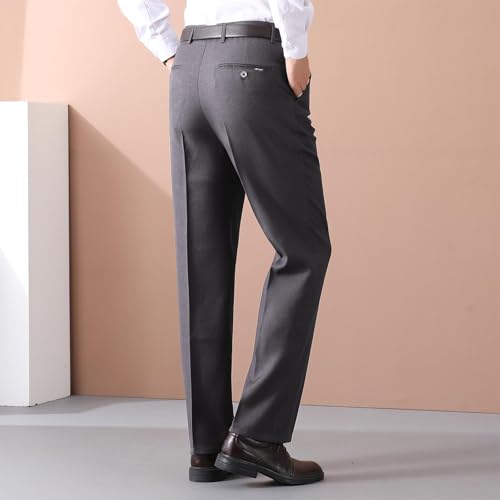 Cambkatl Men's Winter Fleece Lined Thermal Dress Pants, Straight Leg Business Casual Work Suit Trousers with Pockets3