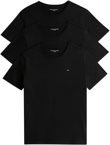 Tommy Hilfiger Herren 3er Pack T-Shirts Kurzarm Slim Fit, Schwarz (Black/Black/Black), M