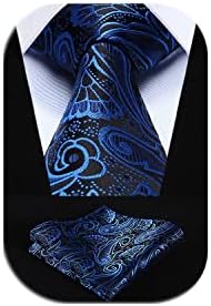 HISDERN Men's Paisley Tie Handkerchief Wedding Party Necktie & Pocket Square Set