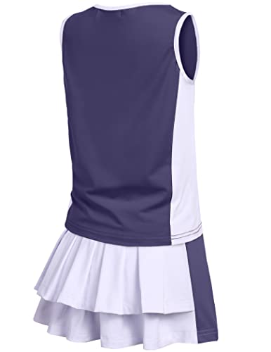 Image of Zaclotre Girls Tennis Dress with Pockets Sleeveless Tank Top and Skirt Sets | 2 Piece Set, Sleeveless, with Shorts, Double Layers Pleated Back, Perfect for Athletic Tennis Golf 3-14 Years