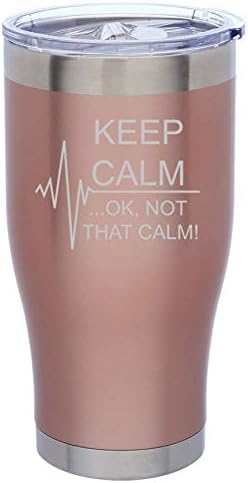 Miniatura 3 de Vaso de acero inoxidable con aislamiento al vacío de doble pared de oro rosa, taza de viaje Keep Calm Ok Not That Calm Nurse Paramedic Medical EKG