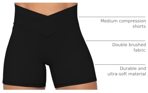 Image of Sunzel Crossover Biker Shorts for Women, No Front Seam V High Waist Yoga Workout Gym Shorts with Tummy Control | 4 Or 6-Inch Inseam, High Waisted, Tummy Control, Crossover Waist, Buttery Soft, No Front Seam, Squat Proof, Compression