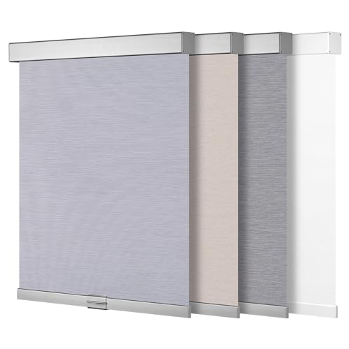 Boolegon Roller Shades Cordless for Windows with Aluminum Cassette Valance, Blackout Thermal Insulation Fabrics Roller Blinds, Easy to Install for Home,Office,Living Room,Bedroom, White,39
