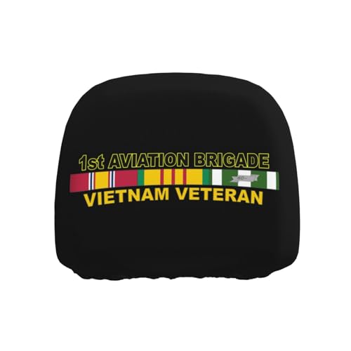 NFDWL Aviation Brigade Vietnam Veteran Trucks Cover Solid Black Polyester Universal Headrest Covers Durable Stylish All Vehicles