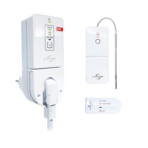 PROTECTOR AS-7030, Funk Abluftsteuerung mit DIBT Zulassung inkl. Funk-Thermosender für Kamin oder Ofen. Der sichere Fensterkontaktschalter, Erweiterbar mit Funk Rollladen-Sender