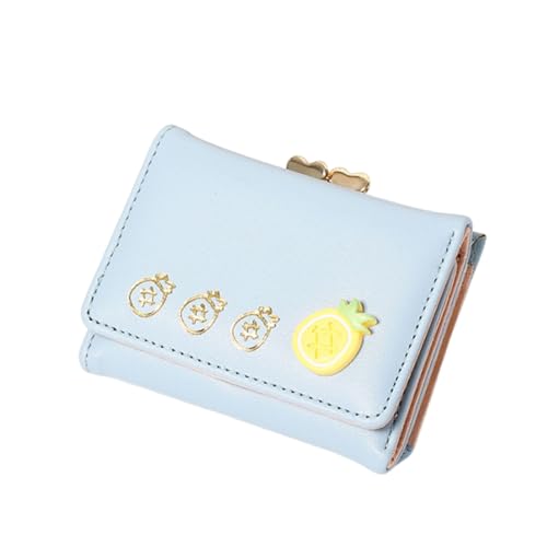 Women's Wallet Fashion Strawberry Wallets Card Holder Cartoon Small Leather Pocket Purse for Women Girls Ladies, Blue, 10.5x3x8.5cm