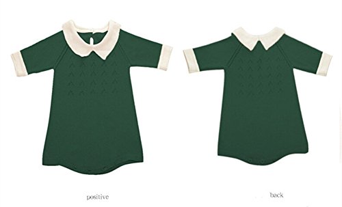 Asherangel Toddler Girls Crochet Sweater Dress Collar Cable Knit Sweater Jumper Green 12-18M2