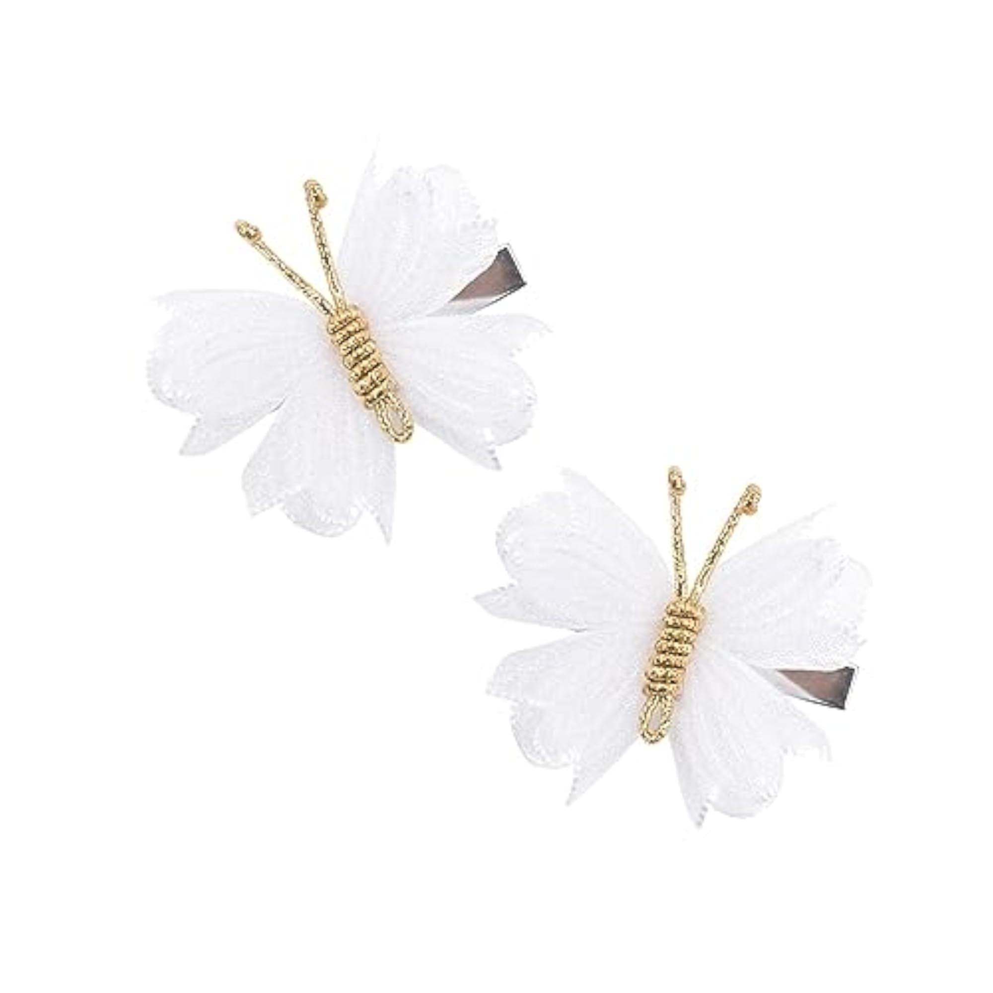 2Pcs Butterfly Hair Clips for Ponytail, Mesh White