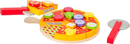 small foot Pizza Schneide-Set aus Holz, mit Klettverschlussfunktion, inkl. Holztablett uvm., ab 3 Jahren, 11063