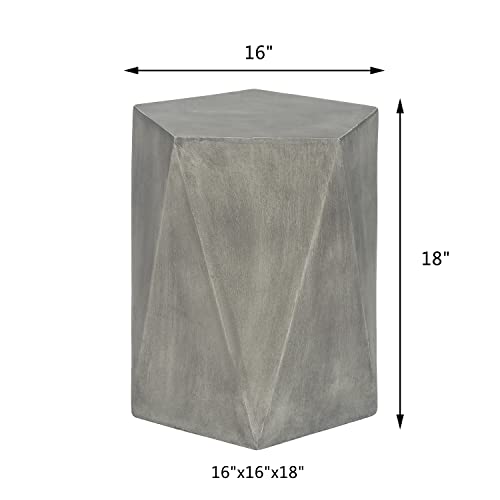 Edeco Modern Concrete End Table,  Indoor Outdoor Hexagon Accent Side Table For Patio Living Room Garden, Grey #TOP2