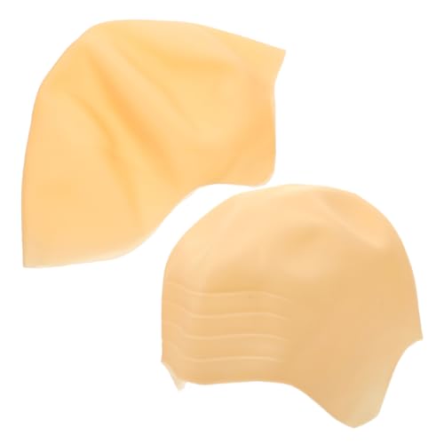 FOMIYES Realistic Bald Cap Set for Women Men Halloween and Party Costume Dark Brown Silicone Bald Head Wig Cap