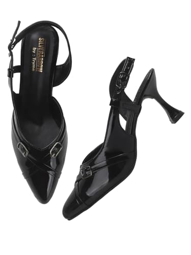 Image of SilverArrow womens Crown Boo Fashion Sandals|Stiletto Heel Sandals With Buckle Closure|Suitable For All Occasion