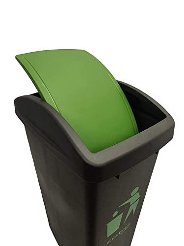 Image of CELLO Plastic Swing-Lid Garbage Dustbin 48 Ltr, Green /Green - Combo Pack of 2
