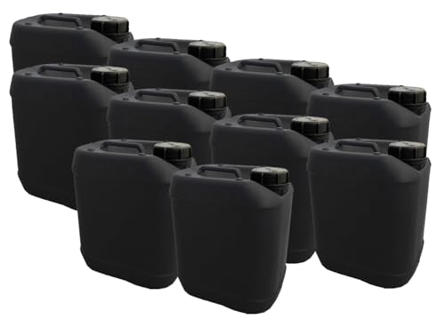 Style # 2 Black- 5 LT (1.32 Gal) Jerrican Din51, GE Style | Tamper Evident Screw Cap | UN Rated 3H1/X1.3/250 (X-RATED) | Perfect Container to Ship Chemicals & Liquids | HDPE Containers | Pack of 10