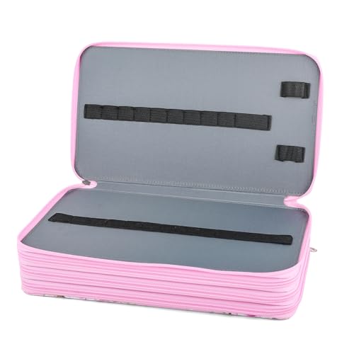 Image of Vomgomfom Large Capacity Pencil Case - Zipper Closure Twill Fabric Case for 300 Colored Pencils or 200 Gel Pens, Artist Organizer (Pink Rose)