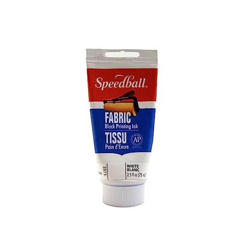 Speedball Fabric Block Printing Ink, 2.5-Ounce, White, for Textiles & T-Shirts, Made in USA