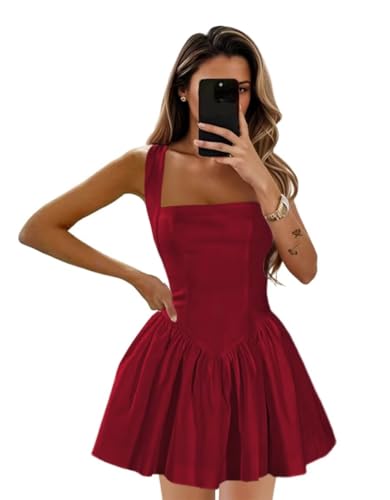 Short Homecoming Dresses for Teens 2025 A Line Pleated Square Neck Satin Cocktail Party Dress IK022