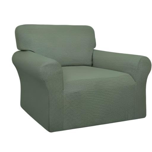 Image of Easy-Going 100% Waterproof Chair Couch Cover, Stretch Jacquard Sofa Cover | Dual Waterproof Sofa Slipcover, Leakproof Furniture Protector for Kids, Pets, Dog and Cat (Loveseat, Grayish Green)