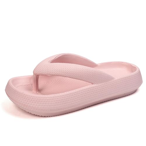 VFUX Cloudies Flip Flops for Women, Cloudies Slides for Women, Cozislides Soft Slides Pillow Sandals for Indoor Outdoor (Pink,9-10 Women/8-8.5 Men)