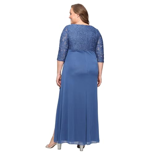 Image of Alex Evenings Womens Long Lace Top Mother of The Bride Dress with Empire Waist (Plus Size)
