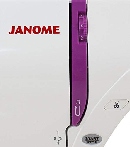 Close-up of Janome 350E thread tension dial and cutter