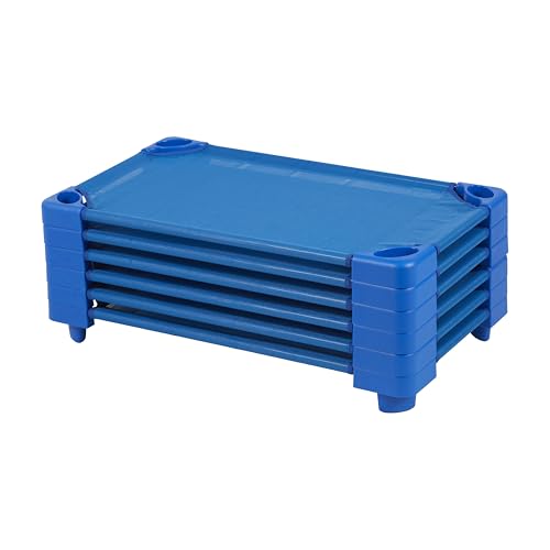 Back2School Express Sleepline Stackable Toddler Cots - 6-Pack Ready-to-Assemble Daycare Sleeping Cots 40 L x 23 W Blue