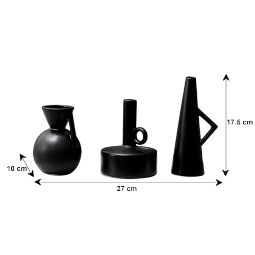 Image of Amazon Basics Sleek Abstract Table Decor Trio | A Modern Blend of Art & Elegance | Elevate Your Space with Contemporary Charm Pack of 3, Black, Ceramic