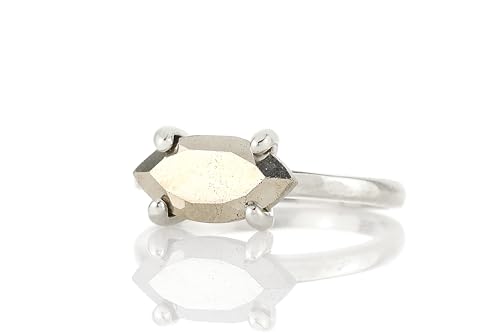 Bague en Pyrite pour femme, bague solitaire personnalisable en pierre fine unique