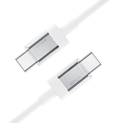 Image of Nothing 45W Type C to C Rapid Charging 1M Cable for Phone 1, 2, 2A, 2A Plus, CMF Phone 1, Galaxy S24 Ultra, Tablet, Chromebook, Buds, Laptops & Other Type C Devices Fast Data Transfer Cord, White