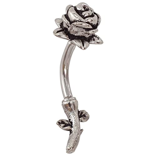 [ROQUE] ボディピアス シングルローズ ストレートバーベル＆バナナバーベル(1個売り) 14G バナナバーベル