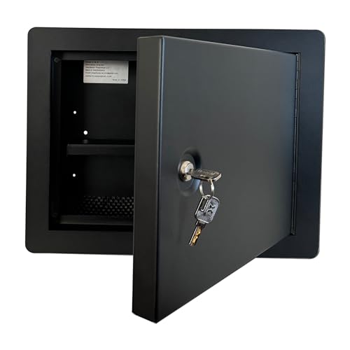 In-Wall Safe with Key Lock – Heavy-Duty Steel Lockable Hidden Wall Compartment for Secure Storage, Wall Safe Box for Jewelry, Cash, and Documents – 15.75-Inch Exterior Width, Black thumbnail 5