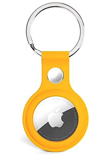 Image of Riggear Silicone Key Ring Holder Case Cover Compatible with Apple Airtag (Pastel Orange)