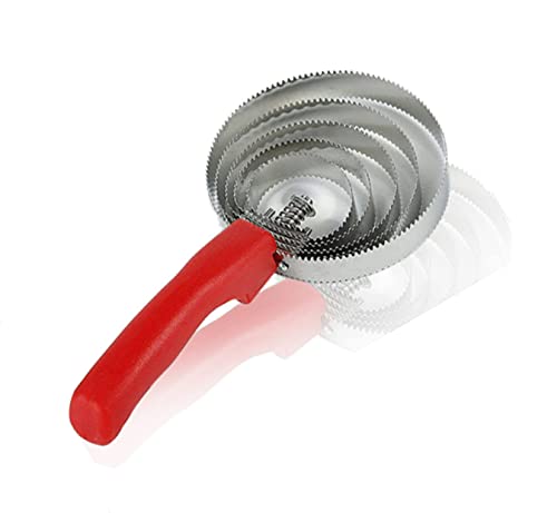 Horse anti-itch brush, double-sided stainless steel curry comb, 5-ring horse-use double-sided stainless steel scraper with soft handle, Red