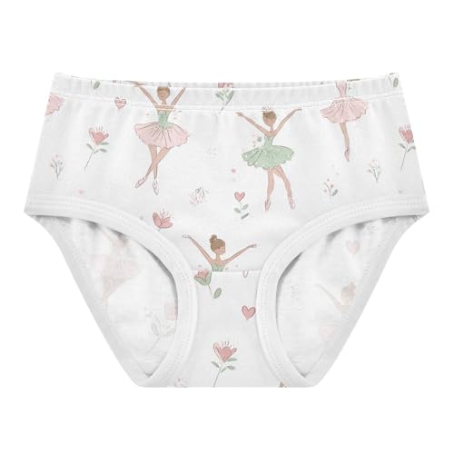 Wusikd Cartoon Ballerina Girls' Underwear Cotton Pink Green Girls Briefs Soft Toddler Underwear 2T