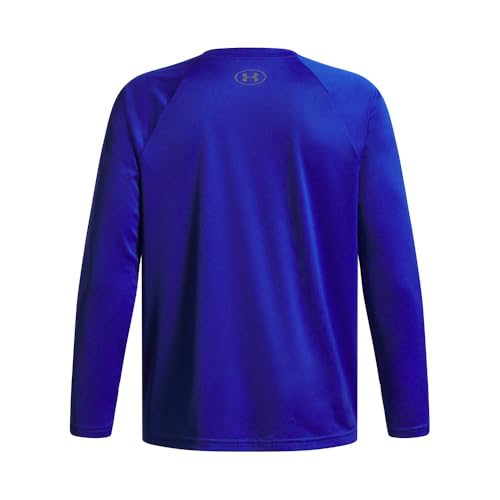 Under Armour Boys' Tech Big Logo Long Sleeve T-Shirt, (400) Royal / / Castlerock, Large Plus2