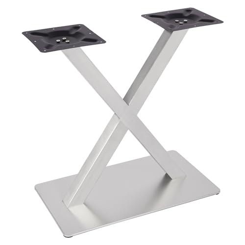 DaiJiubu Patas de Mesa de Acero Inoxidable en Forma de V/X, Estructura de Mesa de Acero Inoxidable, 200 kg de Capacidad de Carga, Plata, 1 Pieza