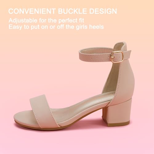 Hehainom Girls Heels Sandals Ankle Strap Dress Shoes Toddler Little Big Kid Flower Girl Wedding Party Pumps Shoes4