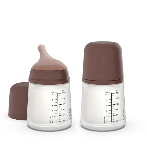 Image of Suavinex Zero Zero Anti Colic Baby Bottle, No 1 Spanish Baby Bottle Brand, Minimizes Bottle Rejection & Nipple Confusion, Perfect for Breastfeeding Babies, Adaptable Flow, 2 Pk 6 oz, Deep