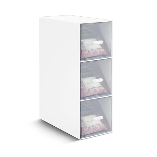 Plastic Tea Bag Organizer, Stackable Acrylic Tea Box with 3 Drawers, Clear Tea Storage for Coffee Sugar Snacks, Tea Bag Holder for Home Kitchen Office Pantry Cabinet (1 Pcs)