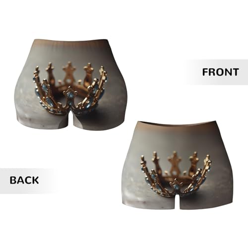 Crown Pattern Sports Shorts, high Elastic Slim Fitness Pants, Suitable for Yoga/Leisure/Daily wear3