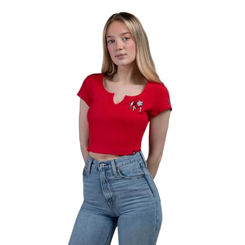 HYPE AND VICE Women's Cali Cropped Tee – University-Themed Collegiate Fitted Crop Top Baby Tee for Tailgate & Game Day2