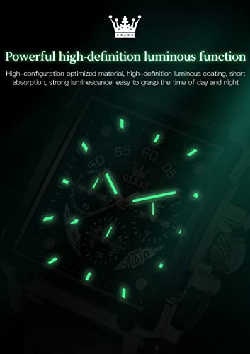 Image of OLEVS Square Watches for Men Chronograph Fashion Business Watch Luminous Waterproof Casual Wrist Watches