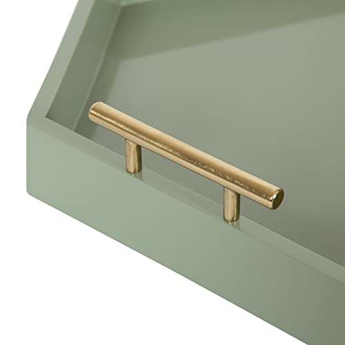 Image of Kate and Laurel Lipton Modern Hexagon Tray; 18 x 18; Sage Green with Gold Handles; Midcentury Decorative Serving Tray for Storage and Display in Living Room Decor Scheme